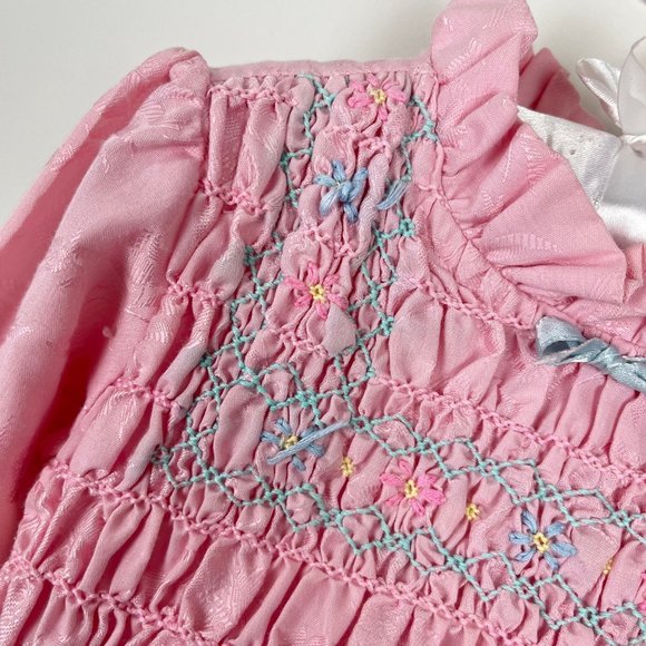 Vintage Polly Flinders Smocked Pink Dress 4T - Picture 3 of 11